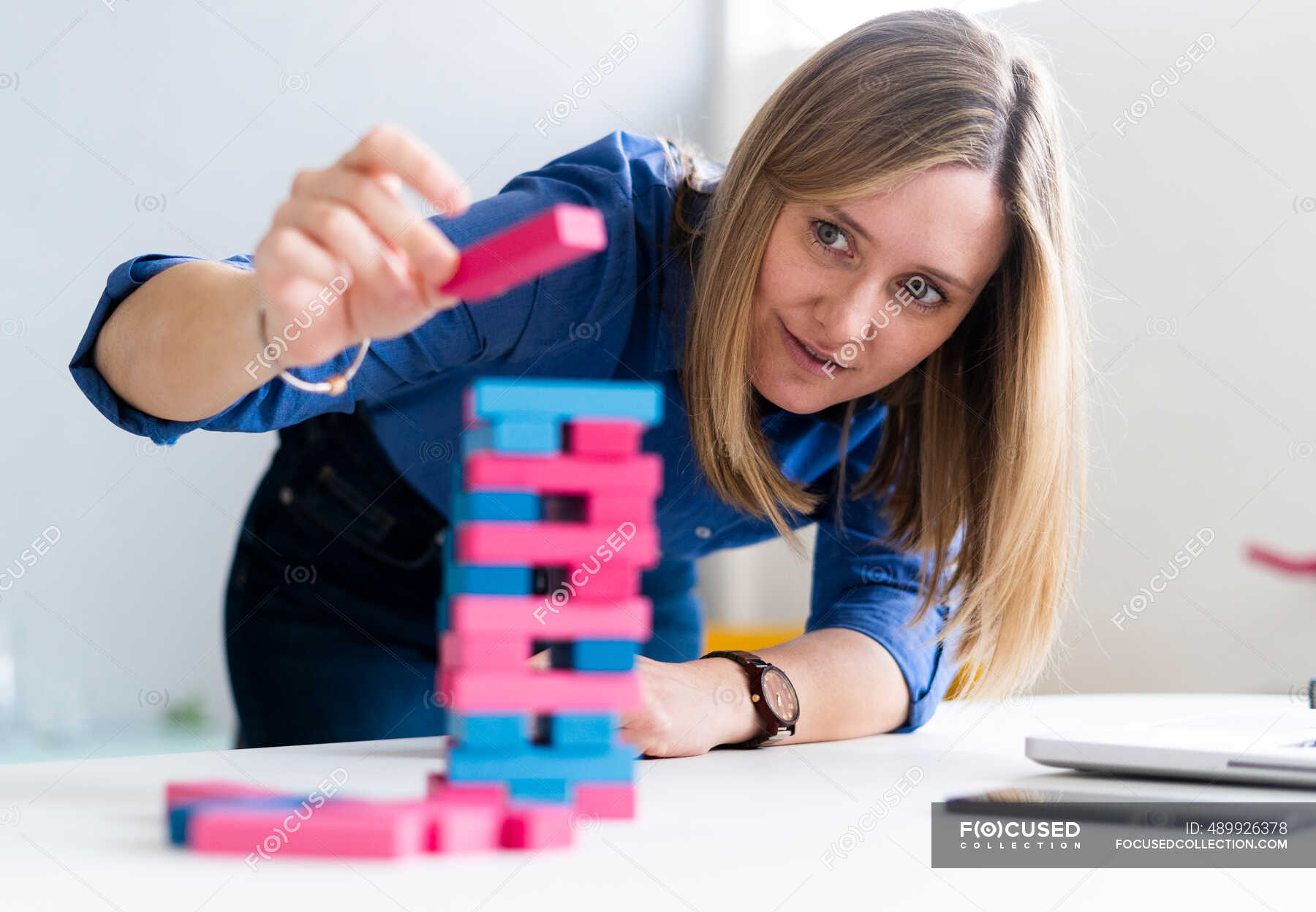 Block removal game Stock Photos, Royalty Free Images Focused