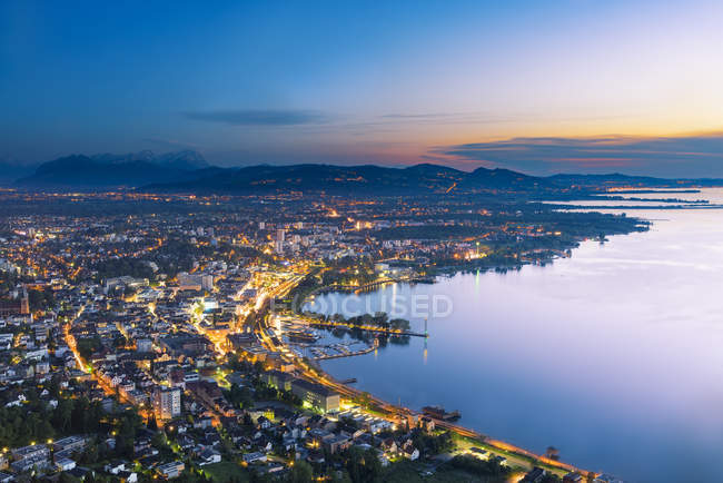 Bregenz e il Lago di Costanza al tramonto — Foto stock