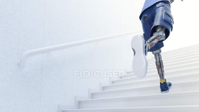 Robot correre su per le scale — Foto stock