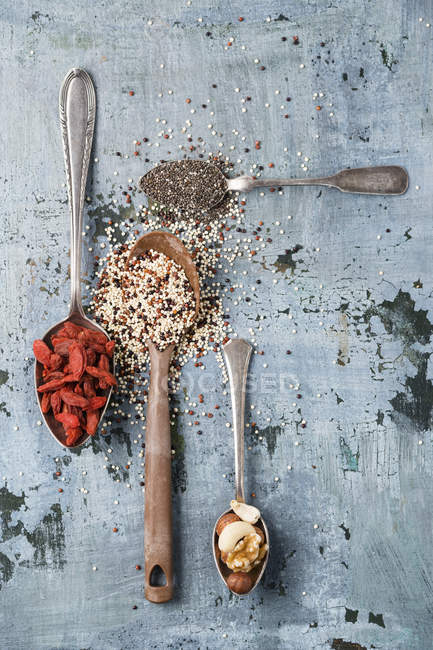 Spoons with various spices — Stock Photo