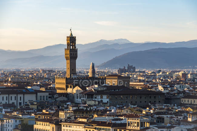 Paesaggio urbano con Palazzo Vecchio, Firenze — Foto stock