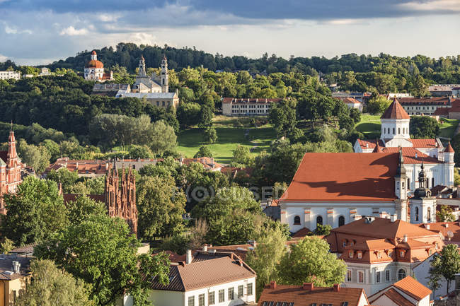 Lituania, Riga paesaggio urbano con alberi verdi vista dall'alto — Foto stock