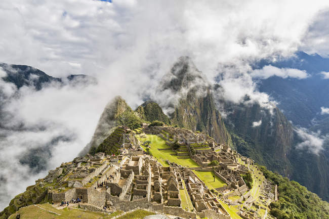South America, Peru, Andes, Mountains landscape with Machu Picchu view ...