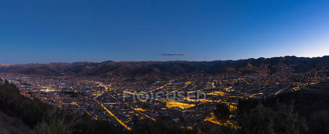 View of small town with houses and light, cusco, south america — Stock Photo