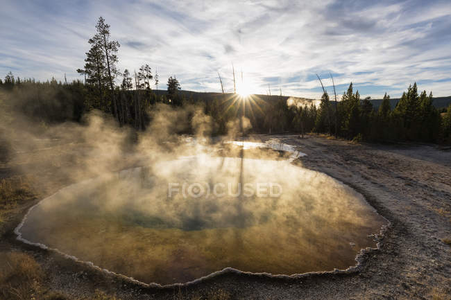 Estados Unidos, Estados Unidos, Wyoming, Montana, Idaho, Yellowstone National Park, Upper Geyser Basin - foto de stock