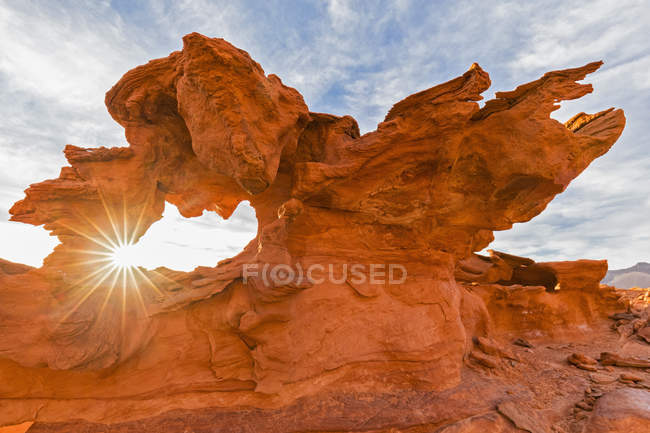 USA, Nevada, Little Finland, sandstone rock formation at backlit — Stock Photo