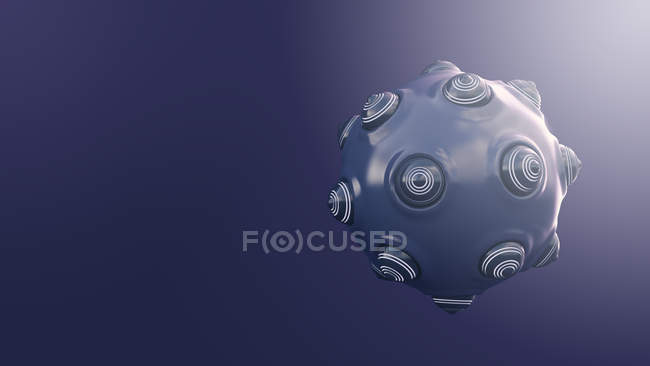 Oggetto sferico con sporgenze su sfondo blu — Foto stock