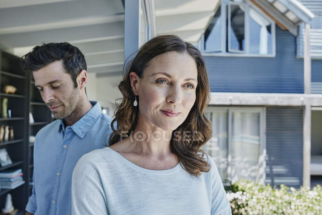 Happy caucasian adult couple at home — Stock Photo