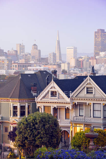 Estados Unidos, California, San Francisco, casas de arquitectura victoriana  en Steiner Street, 