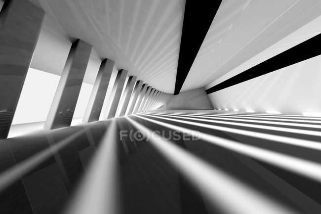 Ilustración 3D renderizada, visualización de arquitectura de un interior futurista - foto de stock