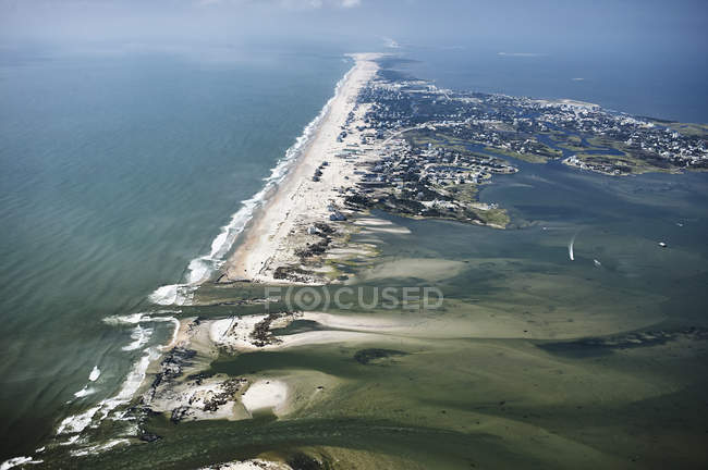 EUA, Vista aérea do furacão Isabel danifica a Ilha Hatteras nos Bancos Exteriores da Carolina do Norte — Fotografia de Stock