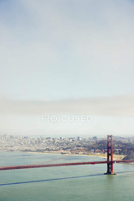 Veduta aerea della baia di San Francisco con Golden Gate Bridge in tempo soleggiato, California, Stati Uniti — Foto stock