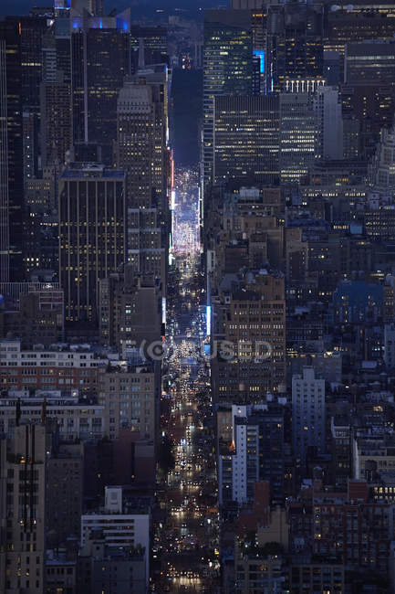 Stati Uniti d'America, New York, ora di punta traffico sulla 7th Avenue, vista aerea — Foto stock