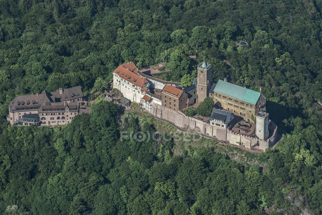 Alemania, Eisenach, vista aérea de Wartburg - foto de stock