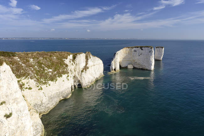 Angleterre, côte jurassique, Dorset, île de Purbeck, Swanage, rochers Old Harry, site naturel du patrimoine mondial de l'Unesco — Photo de stock