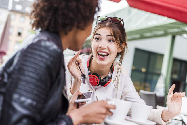 Two Best Friends Talking In A Cafe Adults Outdoor Stock Photo 176827908