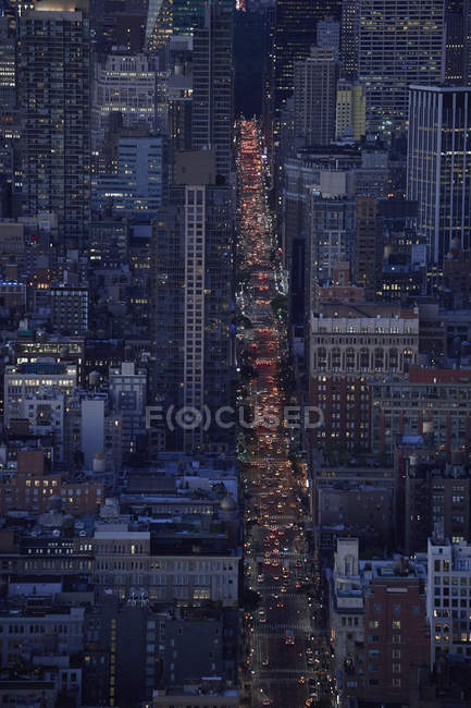 USA, New York City, Rush hour traffic on 6th Avenue, aerial view — Stock Photo