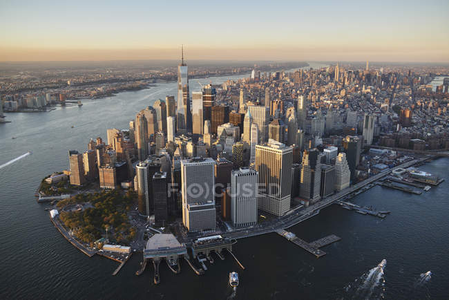 USA, New York, foto aerea di New York e Manhattan Island — Foto stock