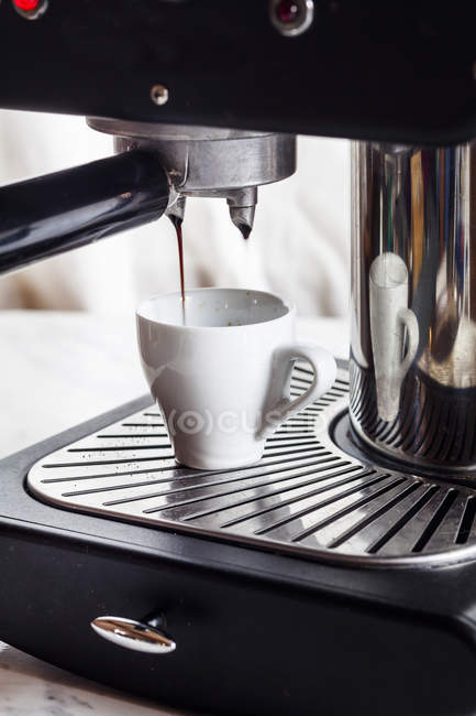 Closeup view of working espresso machine — Stock Photo