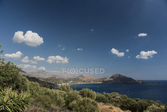 Vista panorámica de Plakias, Grecia, Creta - foto de stock