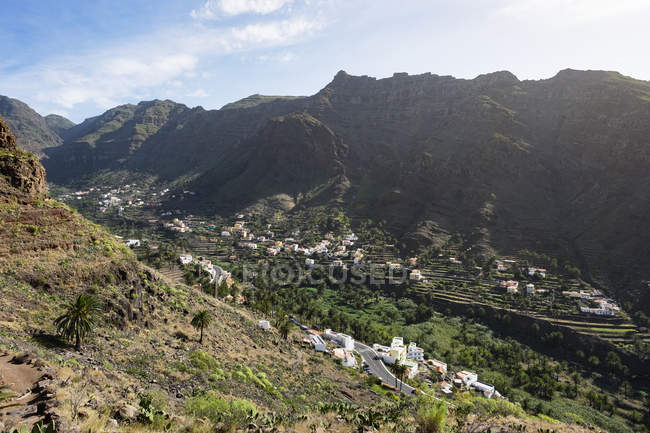 Spagna, Isole Canarie, La Gomera, Valle Gran Rey, Veduta dei villaggi di montagna Los Granados e Chele — Foto stock