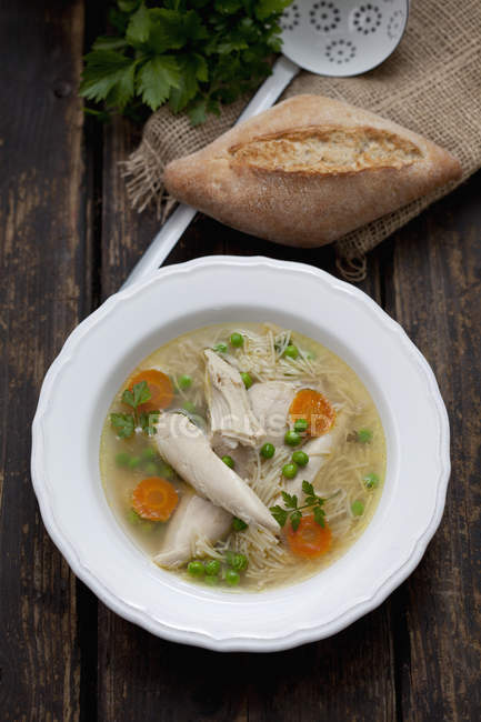Plate of chicken soup — Stock Photo