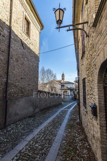 Italy Emilia Romagna Castell Arquato Old Town Alley Surrounded By Houses Photography Architecture Stock Photo