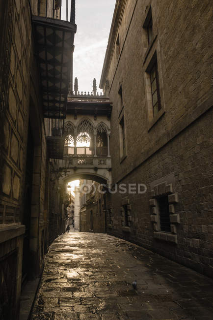 Spanien, Barcelona, Blick auf die Bisbestraße im gotischen Viertel — Stockfoto