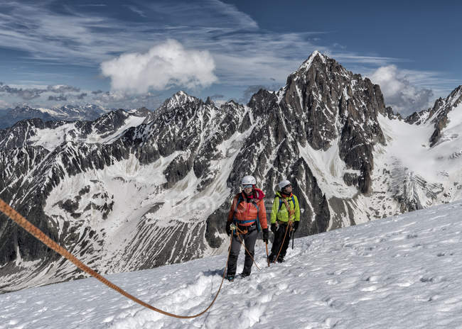 France, Chamonix, Alps, Petit Aiguille Vert, mountaineers — hikers ...