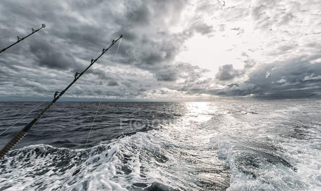 Spain, Asturias, Fishing rods on fishing boat — Stock Photo