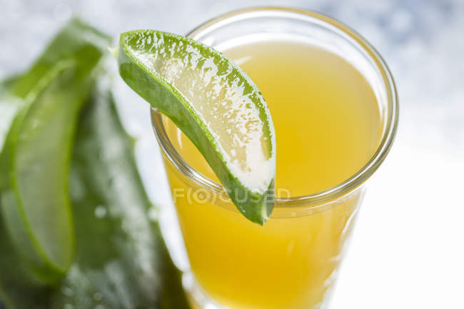 Sliced Aloe Vera on top of a glass — Stock Photo