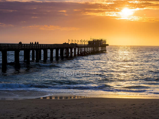 Namibia, Namib Desert, Swakopmund, View of jetty and ...