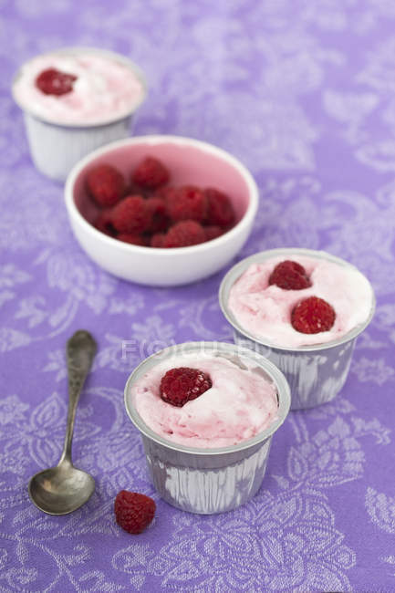 Домашній йогурт Полуничним морозивом — стокове фото