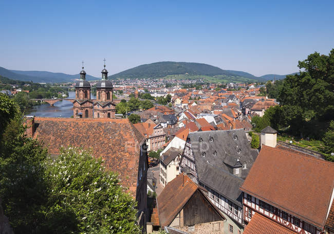 Germany, view to Miltenberg with spires of St. Jacobus Church — Stock Photo