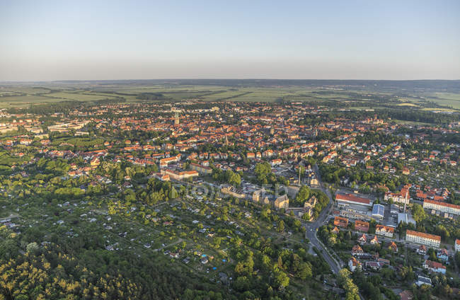 Veduta aerea di Quedlinburg al crepuscolo serale, Germania — Foto stock
