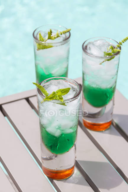 Fresh cocktail with mint liquer — Stock Photo