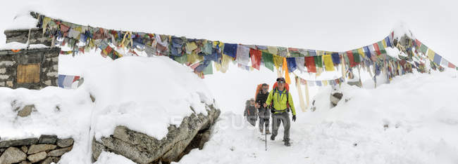 Nepal, Himalaya, Solo Khumbu, Ama Dablam, grupo de Gurkhas trekking - foto de stock