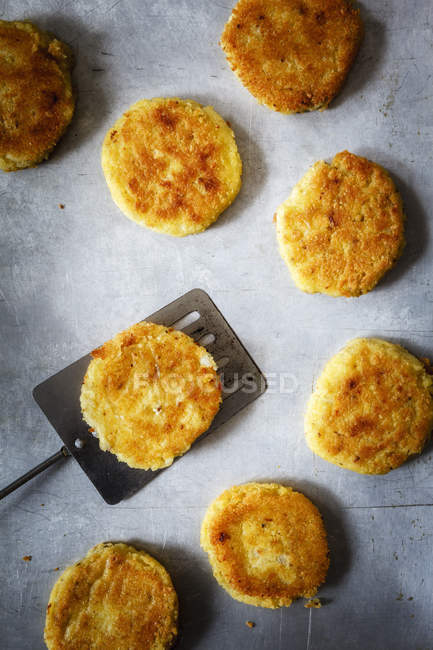 Vegan fritters on baking tray — Stock Photo