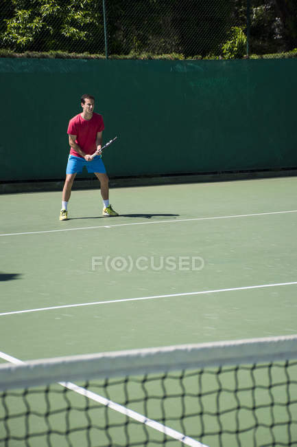 Tennis player prepared during a tennis match — Stock Photo