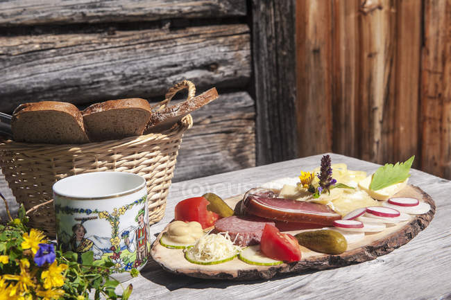 Austria, Altenmarkt-Zauchensee, typical cold snack — Stock Photo