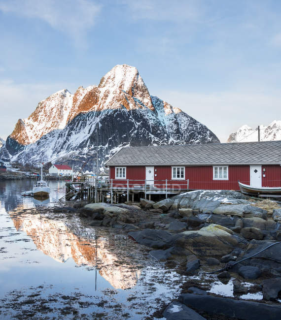 Норвегія, прибуття, Рен, переглянути плекати при сходом сонця — стокове фото