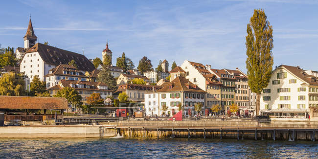 Switzerland, Canton of Lucerne, Lucerne, Old town, Musegg wall and Musegg towers, needle dam — Stock Photo