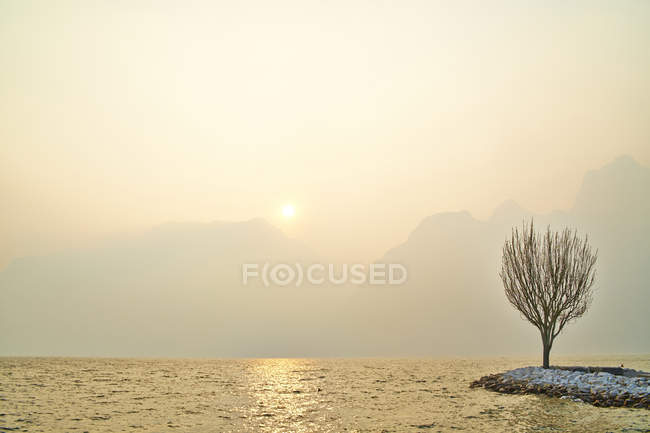 Lake Garda in haze — Stock Photo