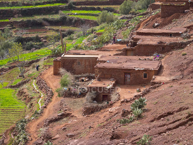 Marrocos, Atlas Mountains, Ourika Valley, loam houses in village Anammer — Fotografia de Stock