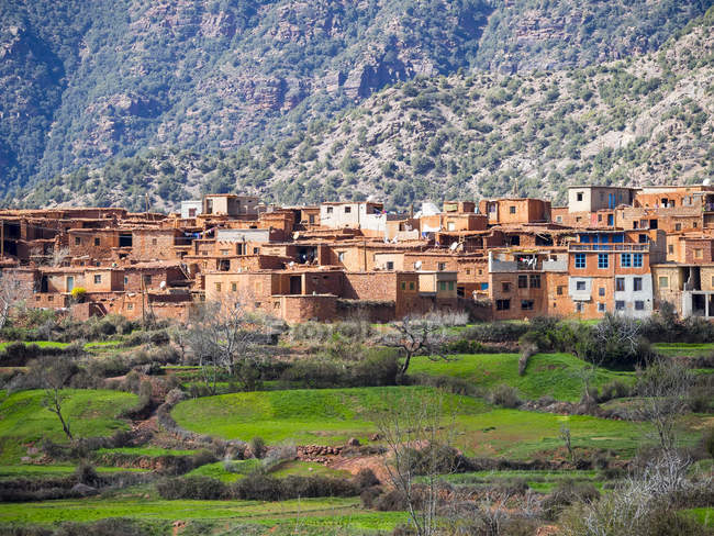 Marrocos, Atlas Mountains, Ourika Valley, loam houses in village Anammer — Fotografia de Stock