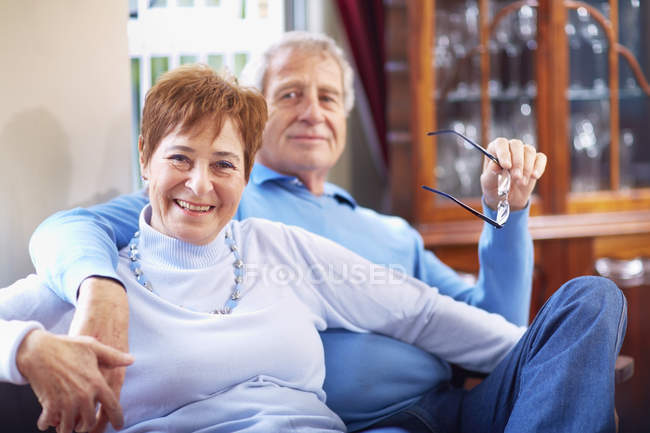 Portrait of Happy senior couple at home — Stock Photo