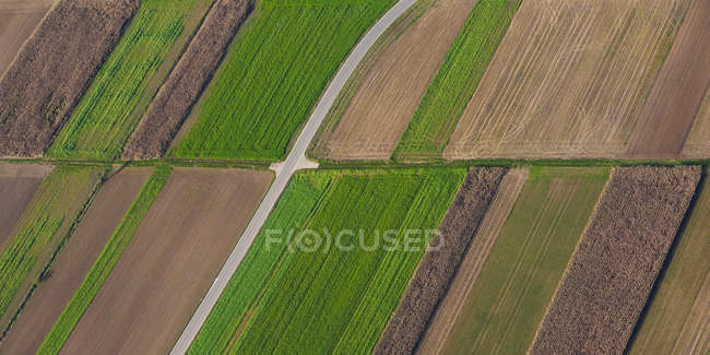 Вид с воздуха на красочные поля в Швабских горах недалеко от Пфрондорфа, Баден-Вюртемберг, Германия — стоковое фото