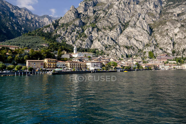 Italy, Lombardy, Brecia, Limone sul Garda, View of the city on shore — Stock Photo