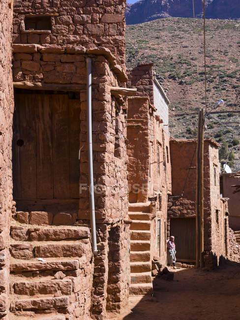 Morocco, Marrakesh-Tensift-El Haouz, Atlas Mountains, Village Anammer, Ourika Valley, Loam houses — Stock Photo