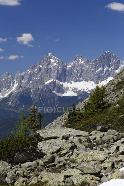 Austria, Styria, Liezen District, Tauern, Reiteralm, View to Dachstein — стокове фото